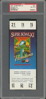 1977 Super Bowl XI Full Ticket - PSA NM-MT 8
